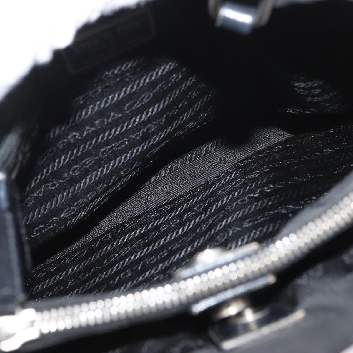 PRADA Tote Bag Nylon Black Silver Auth YKZ1116