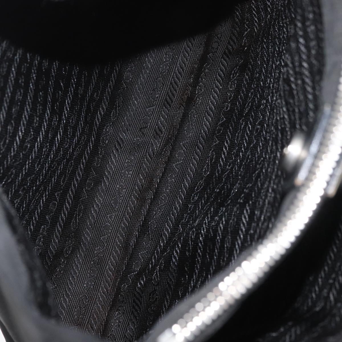 PRADA Tote Bag Nylon Black Silver Auth YKZ1116