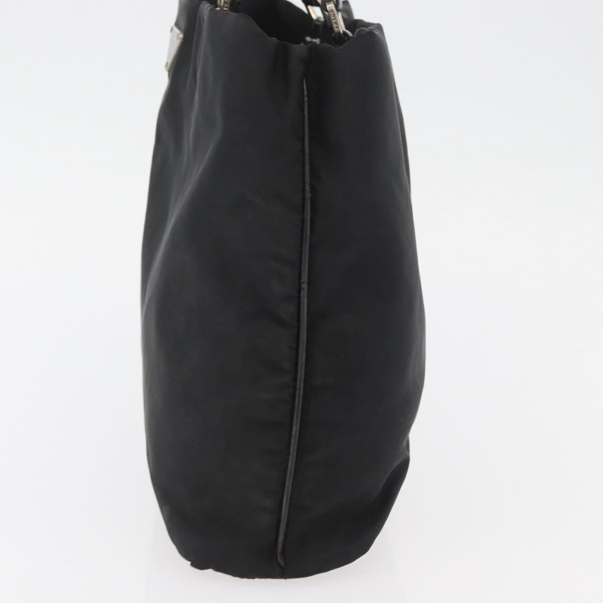 PRADA Tote Bag Nylon Black Silver Auth YKZ1116