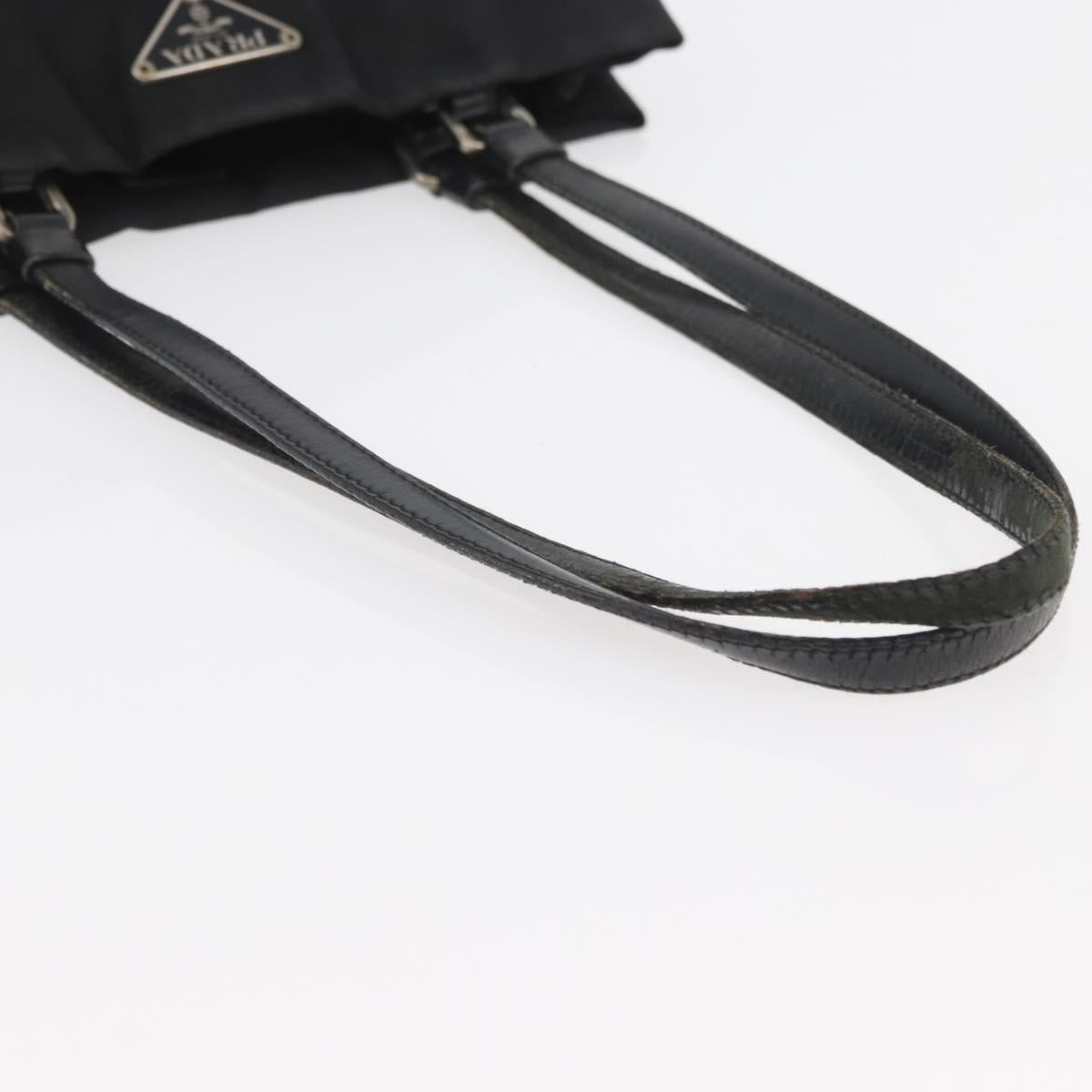 PRADA Tote Bag Nylon Black Silver Auth YKZ1116