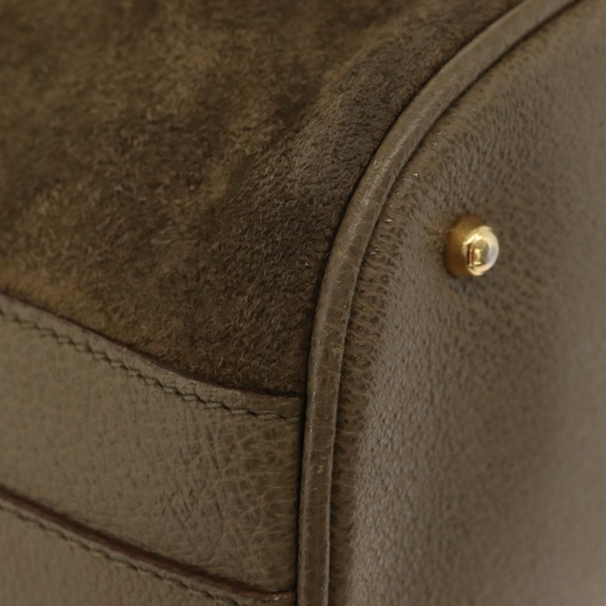 GUCCI Bamboo Purse Bag Suede 2way Khaki Gold 001 2865 1657 Auth YKZ1119A