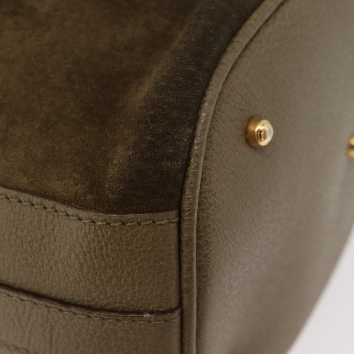GUCCI Bamboo Purse Bag Suede 2way Khaki Gold 001 2865 1657 Auth YKZ1119A
