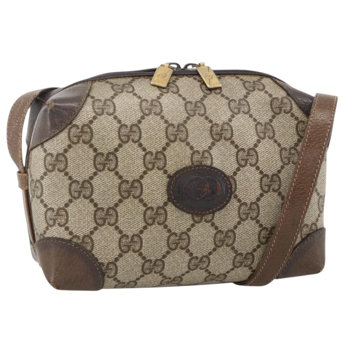 GUCCI GG Supreme Shoulder Bag PVC Beige Gold 67 01 5294 Auth YKZ1136