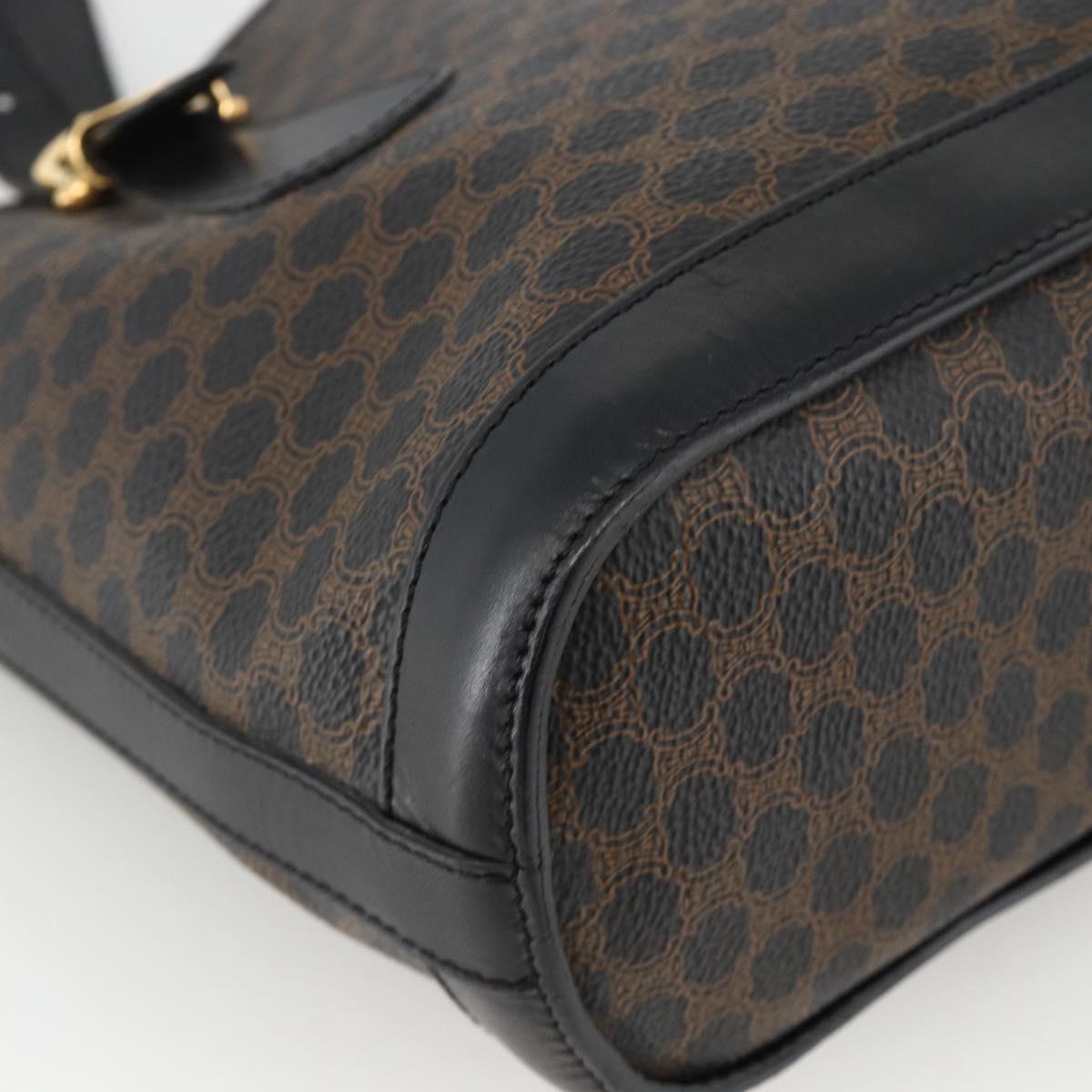 CELINE Macadam Canvas Tote Bag PVC Leather Black Gold Auth YKZ1148