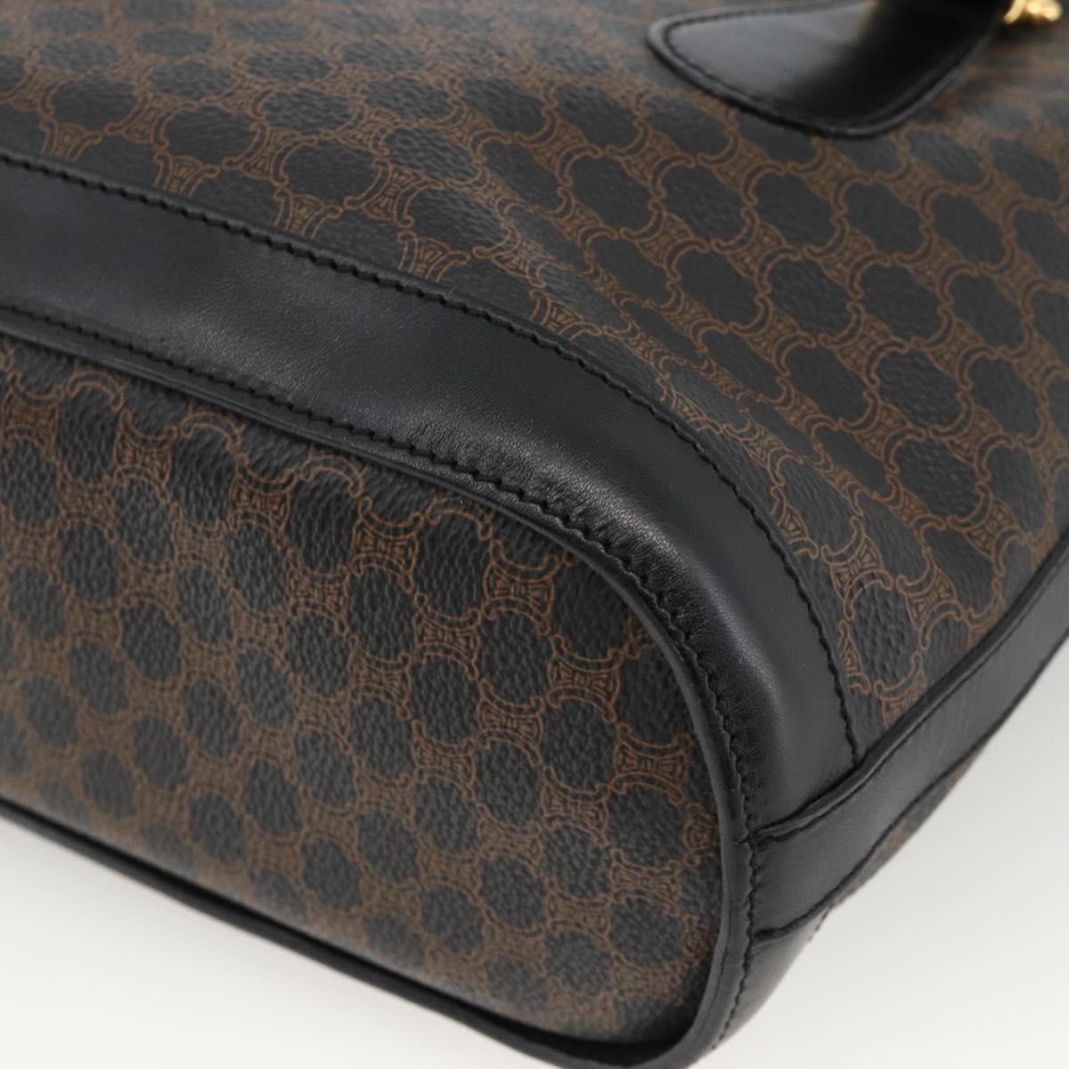CELINE Macadam Canvas Tote Bag PVC Leather Black Gold Auth YKZ1148
