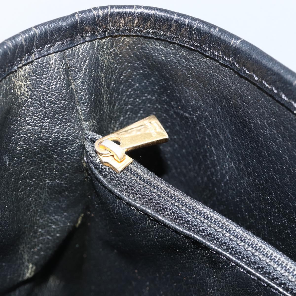 CELINE Macadam Canvas Tote Bag PVC Leather Black Gold Auth YKZ1148
