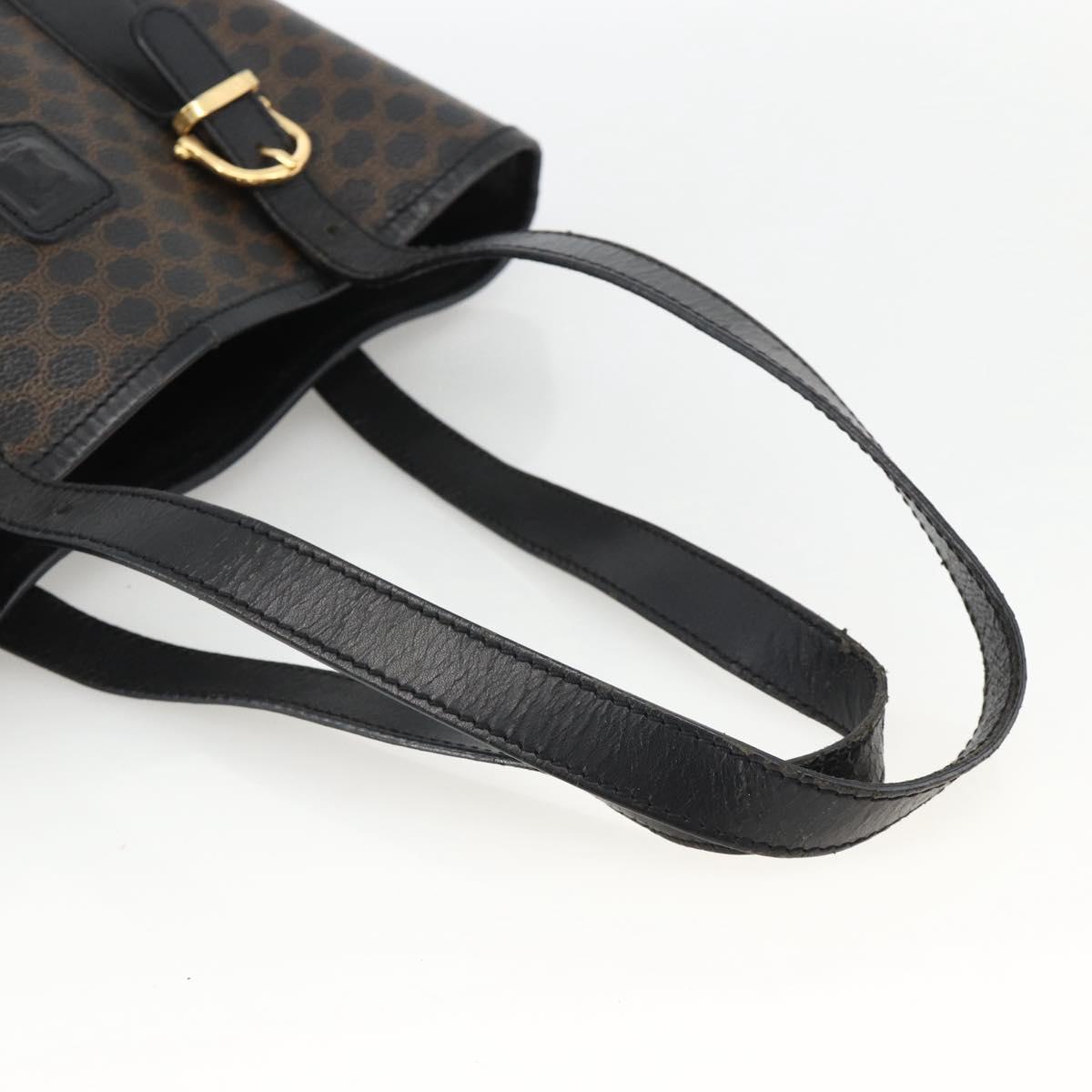 CELINE Macadam Canvas Tote Bag PVC Leather Black Gold Auth YKZ1148