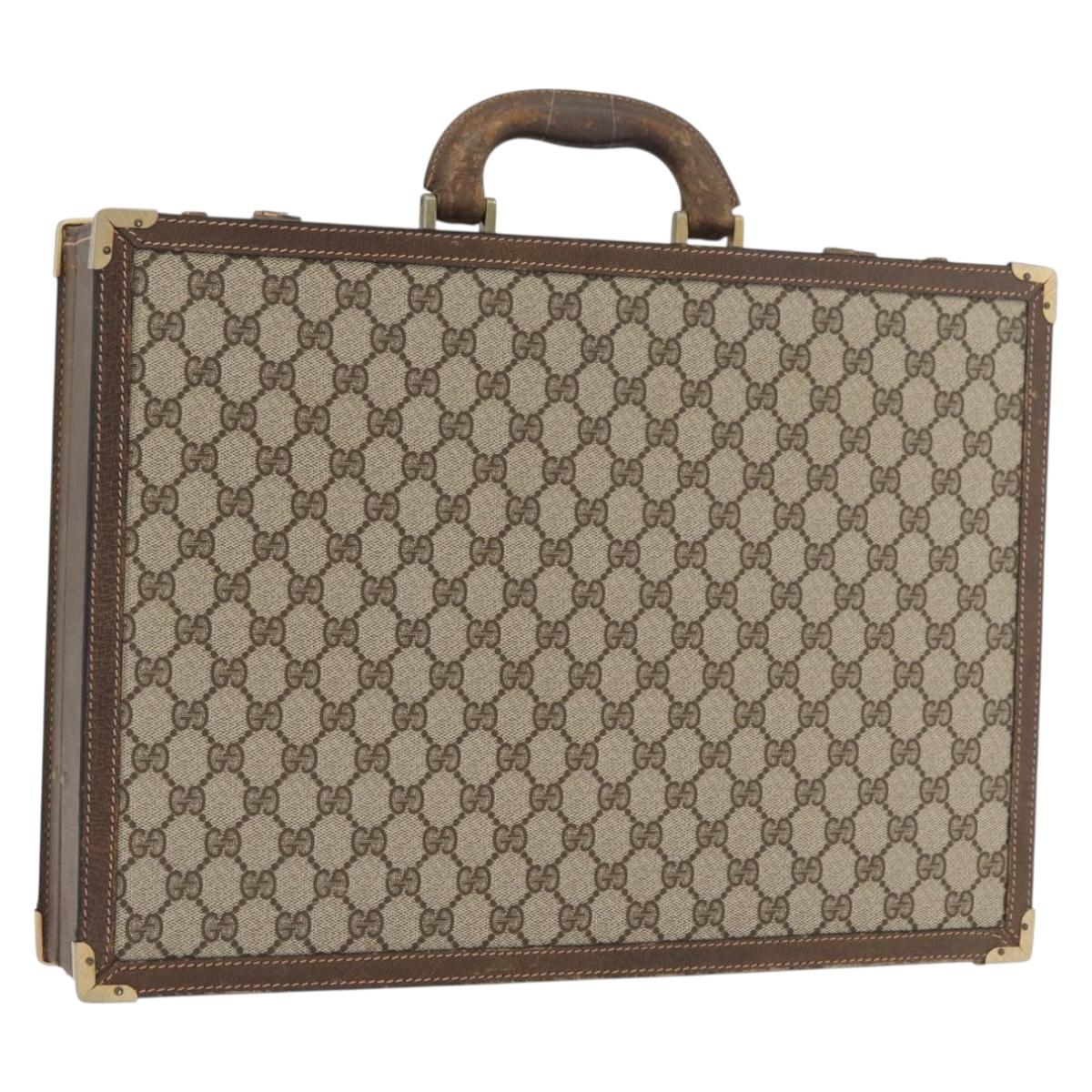 GUCCI GG Supreme Trunk PVC Beige Gold Auth YKZ1150