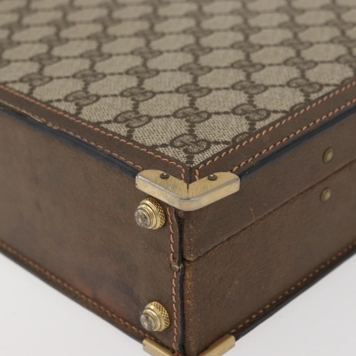 GUCCI GG Supreme Trunk PVC Beige Gold Auth YKZ1150