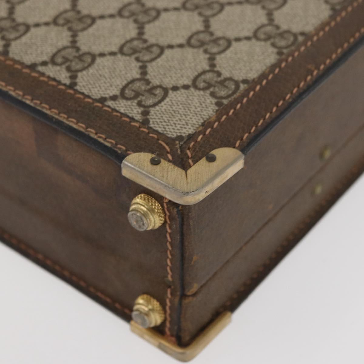 GUCCI GG Supreme Trunk PVC Beige Gold Auth YKZ1150