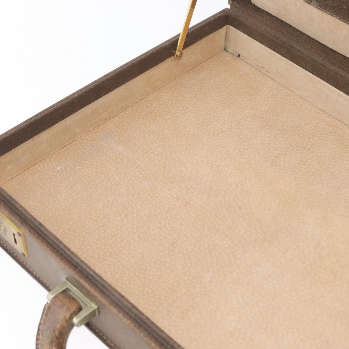 GUCCI GG Supreme Trunk PVC Beige Gold Auth YKZ1150