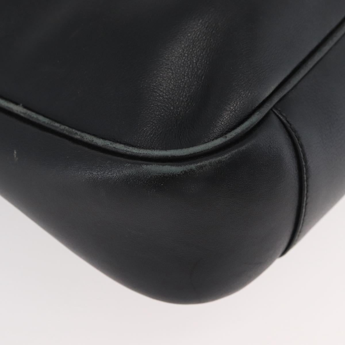 GUCCI Bamboo Hand Bag Leather 2way Black Gold Auth YKZ1153