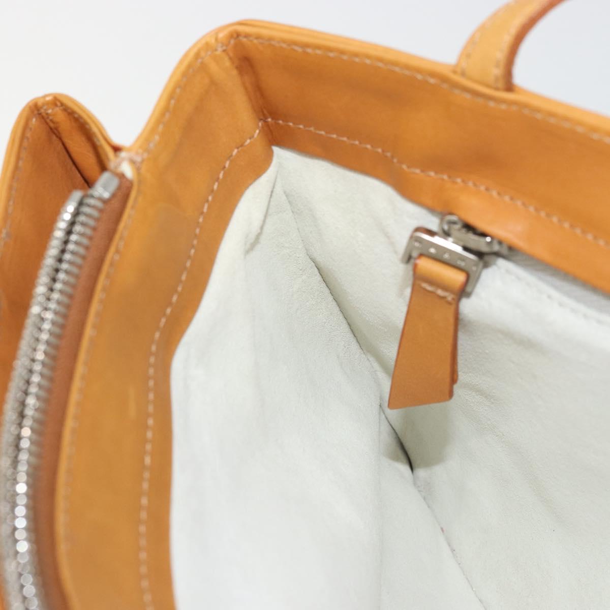 MARNI Hand Bag Leather Brown Silver Auth YKZ1166A