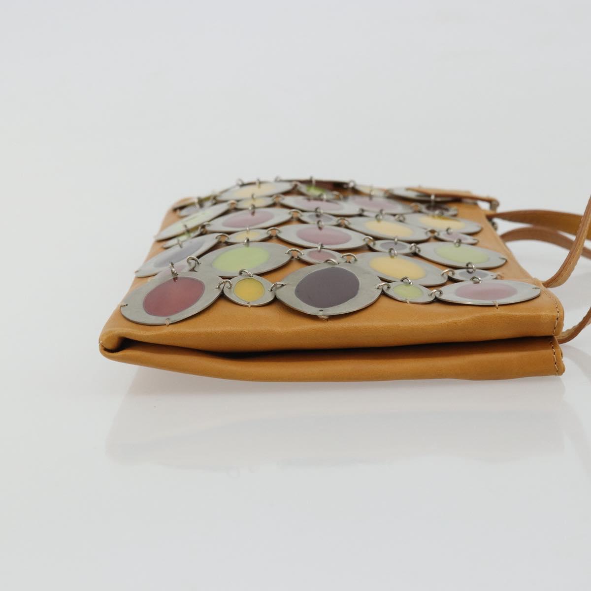 MARNI Hand Bag Leather Brown Silver Auth YKZ1166A