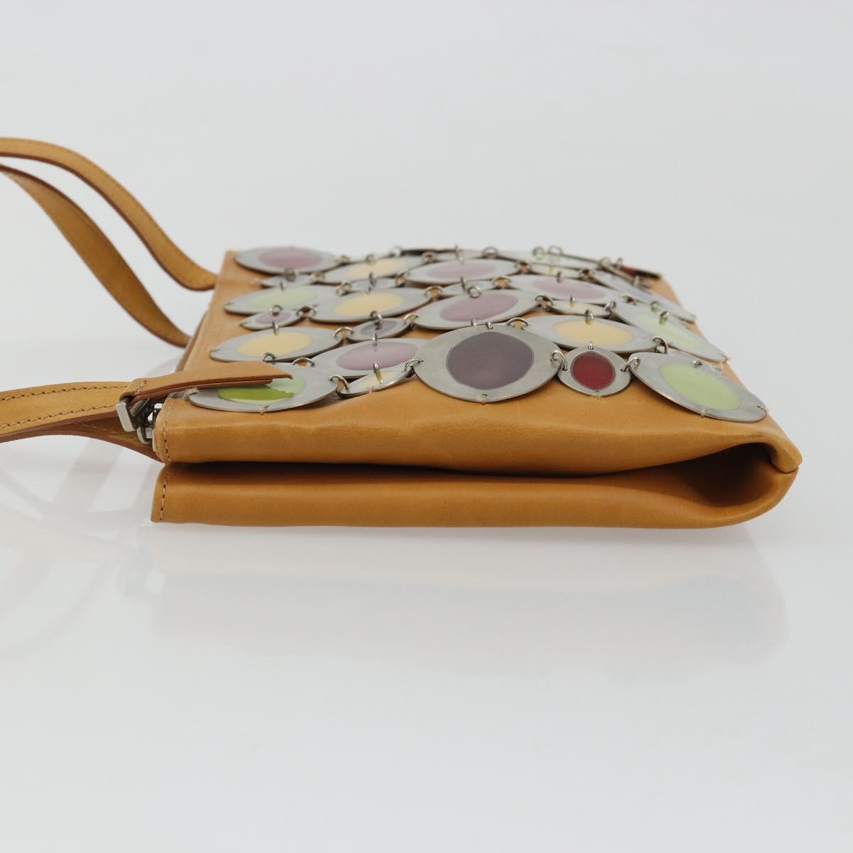 MARNI Hand Bag Leather Brown Silver Auth YKZ1166A