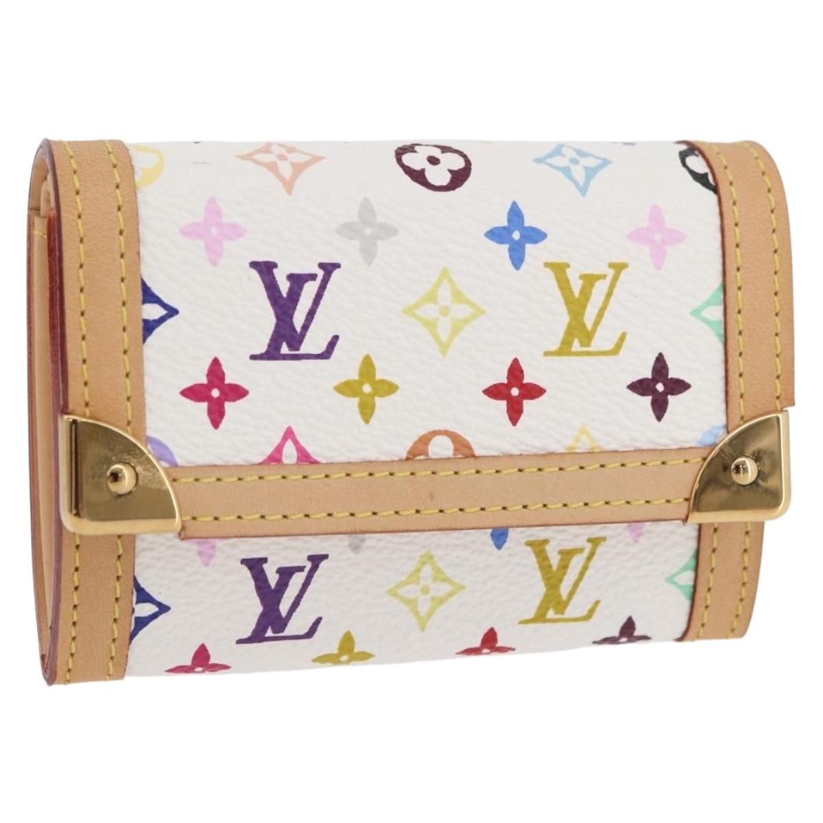 LOUIS VUITTON Multicolor Porte Monnaie Pla Coin Purse White M92657 Auth YKZ1168V