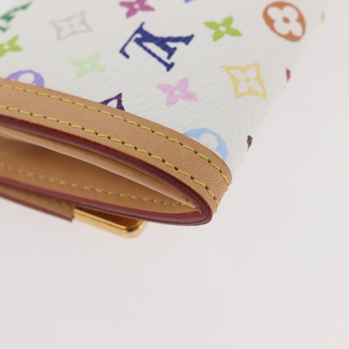 LOUIS VUITTON Multicolor Porte Monnaie Pla Coin Purse White M92657 Auth YKZ1168V