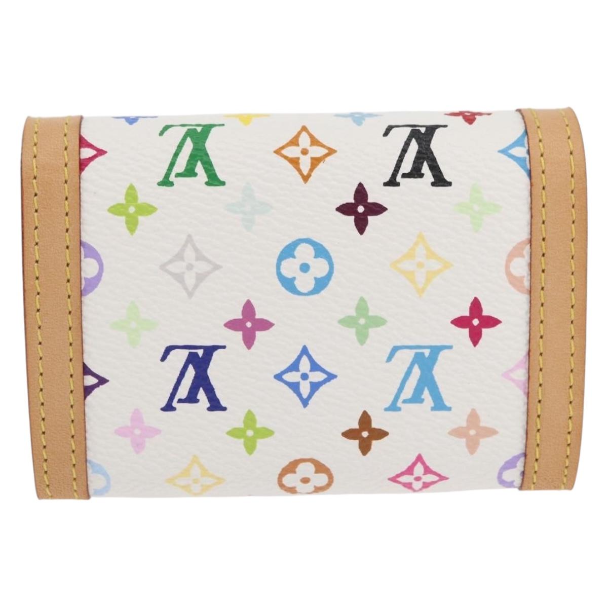 LOUIS VUITTON Multicolor Porte Monnaie Pla Coin Purse White M92657 Auth YKZ1168V