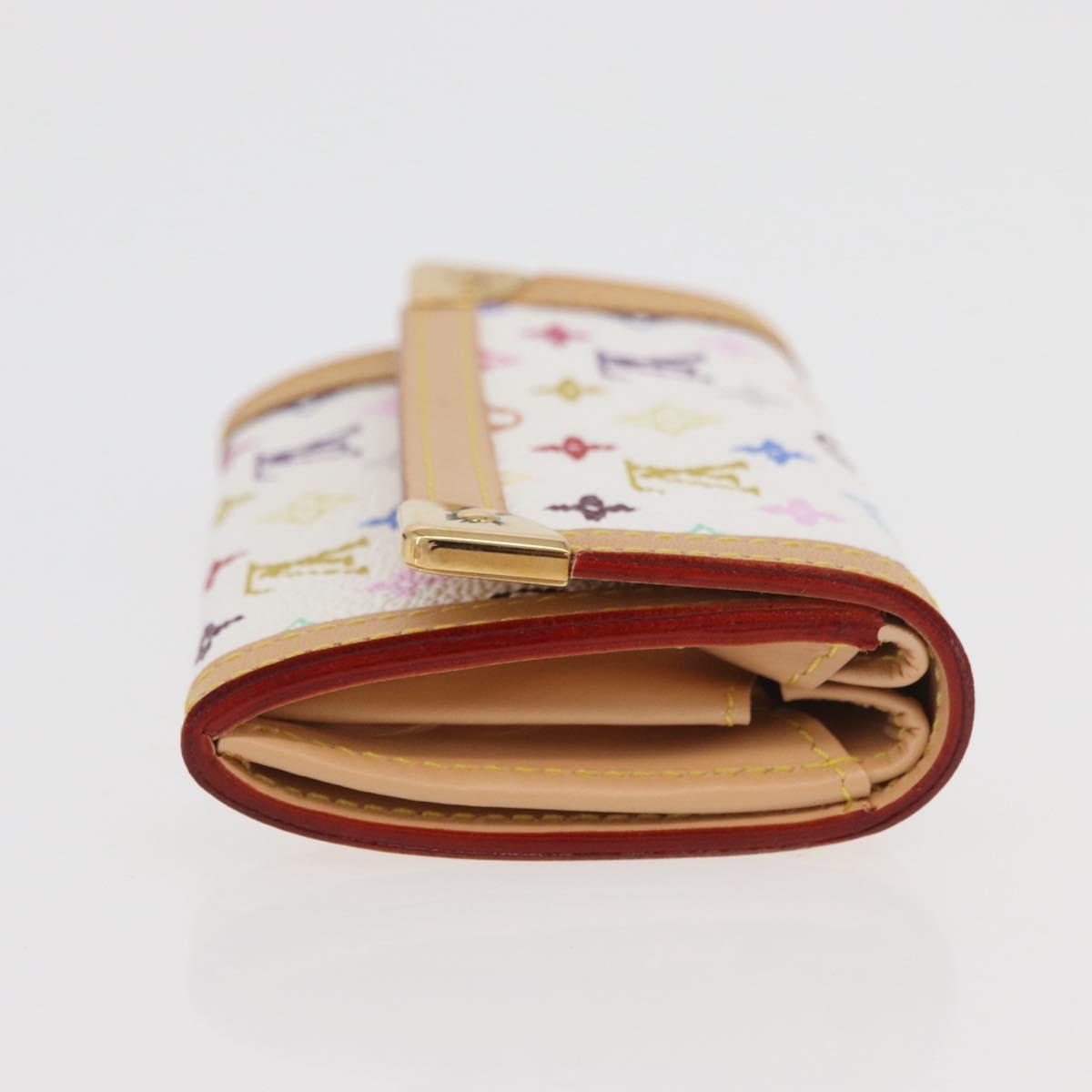 LOUIS VUITTON Multicolor Porte Monnaie Pla Coin Purse White M92657 Auth YKZ1168V