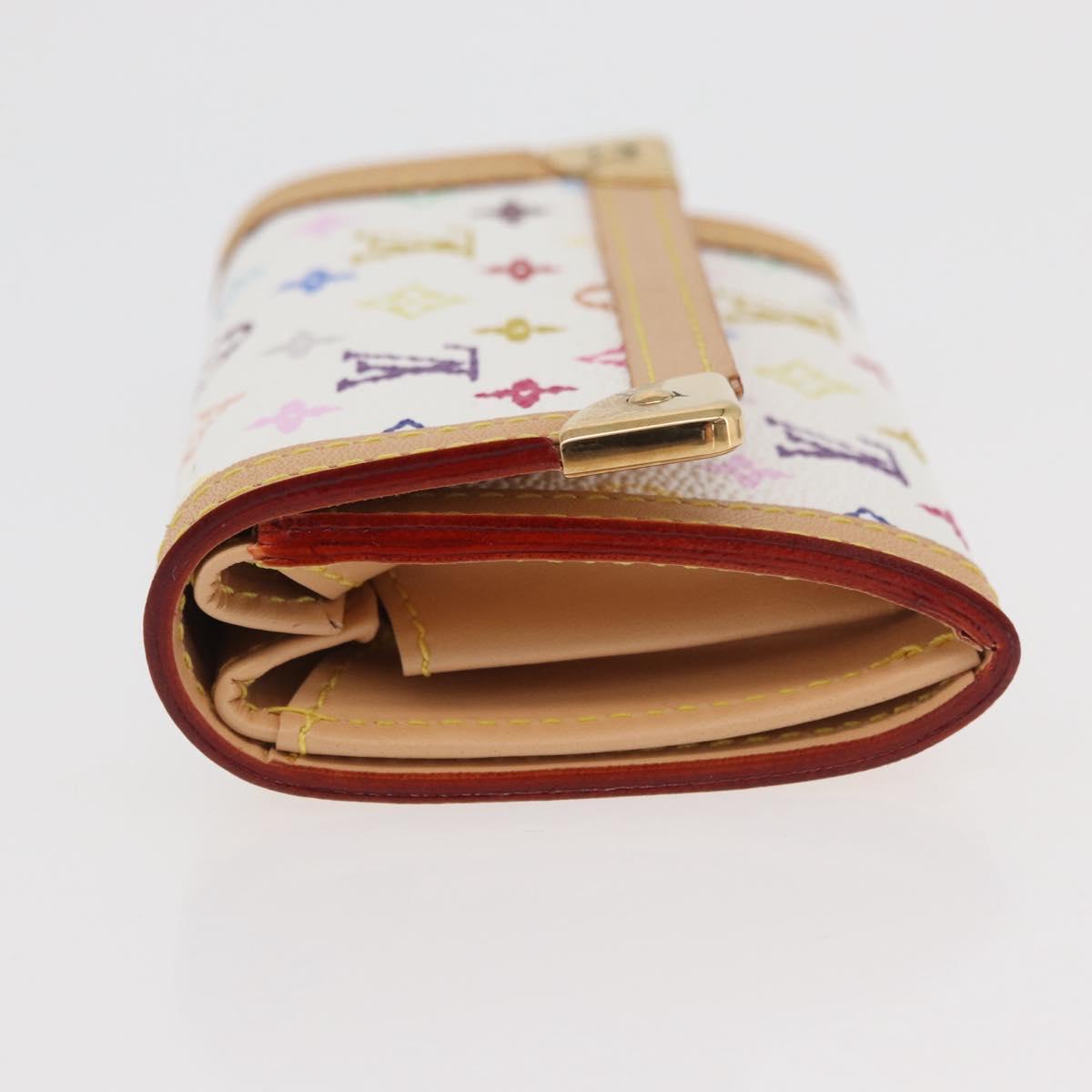 LOUIS VUITTON Multicolor Porte Monnaie Pla Coin Purse White M92657 Auth YKZ1168V