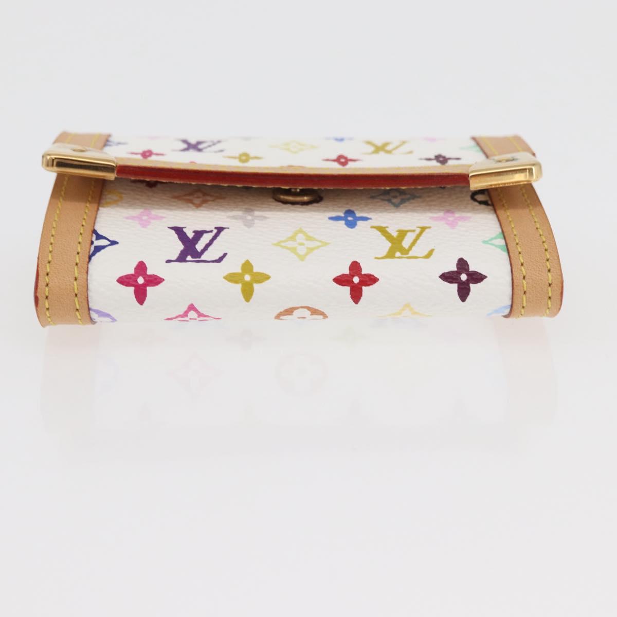 LOUIS VUITTON Multicolor Porte Monnaie Pla Coin Purse White M92657 Auth YKZ1168V