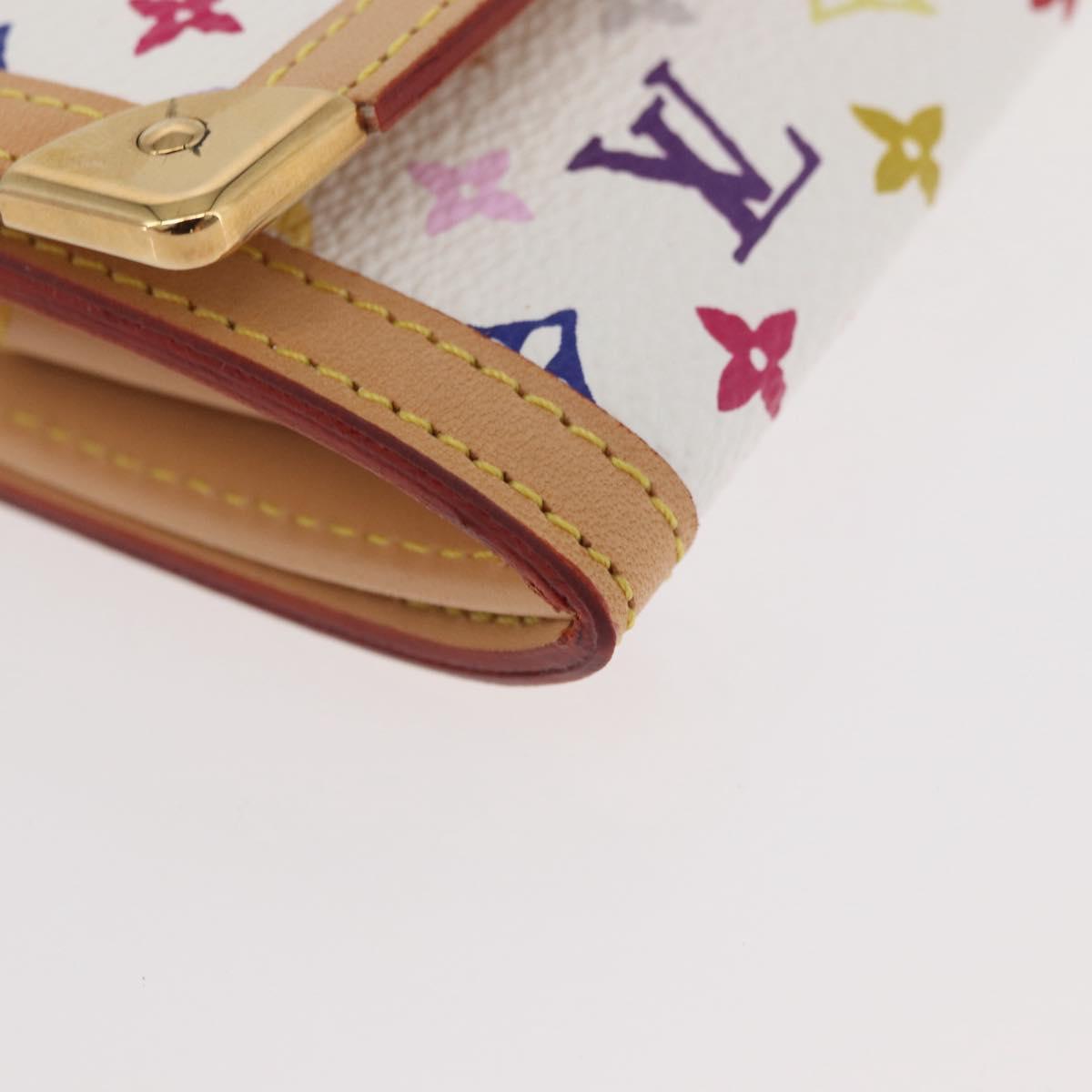 LOUIS VUITTON Multicolor Porte Monnaie Pla Coin Purse White M92657 Auth YKZ1168V