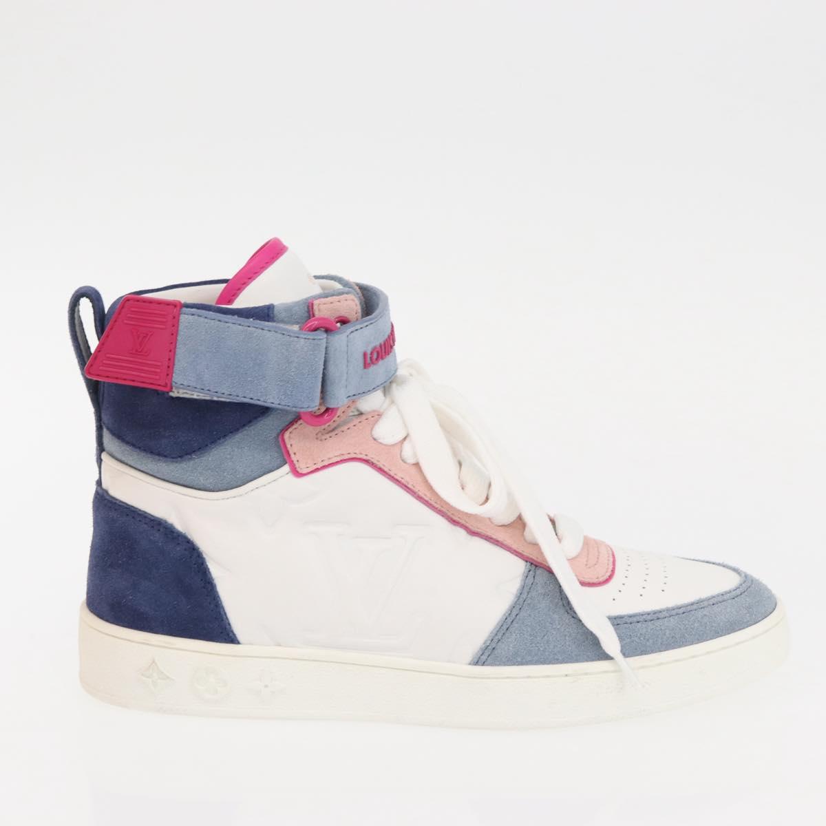 LOUIS VUITTON Boon Box Line High Cut Sneakers White LV Auth YKZ1186M
