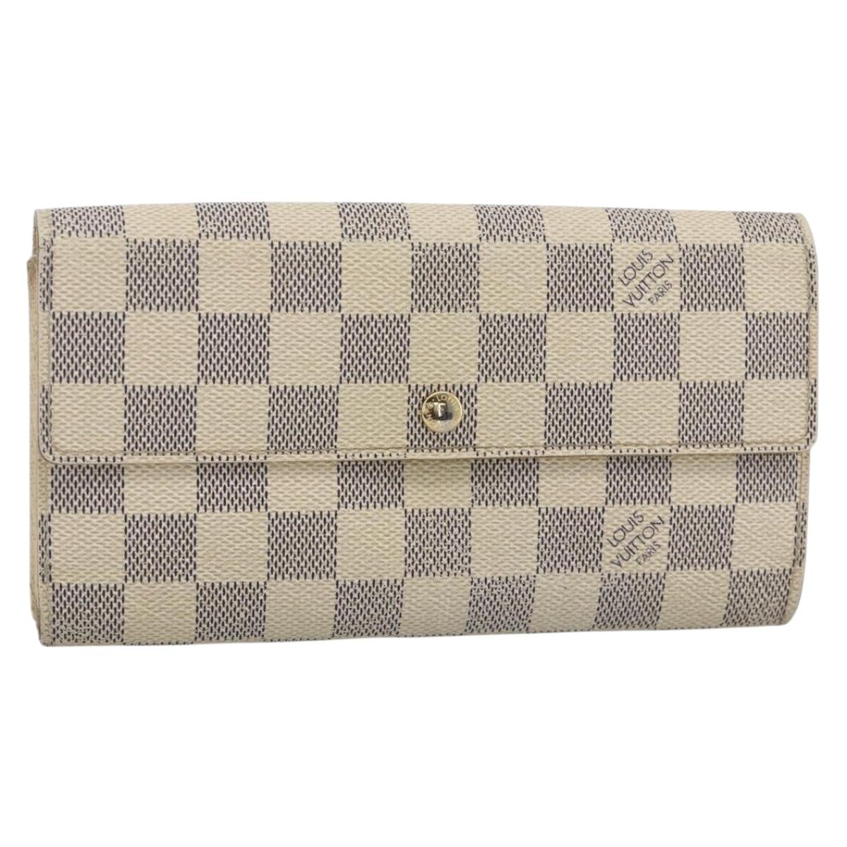 LOUIS VUITTON Damier Azur Portefeuille Sarah Long Wallet N61735 LV Auth YKZ1187