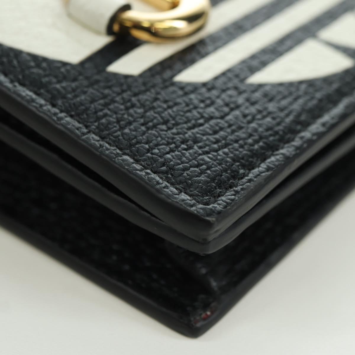 GUCCI Horsebit Shoulder Wallet Leather Adidas Black Gold 702248 Auth YKZ1233M
