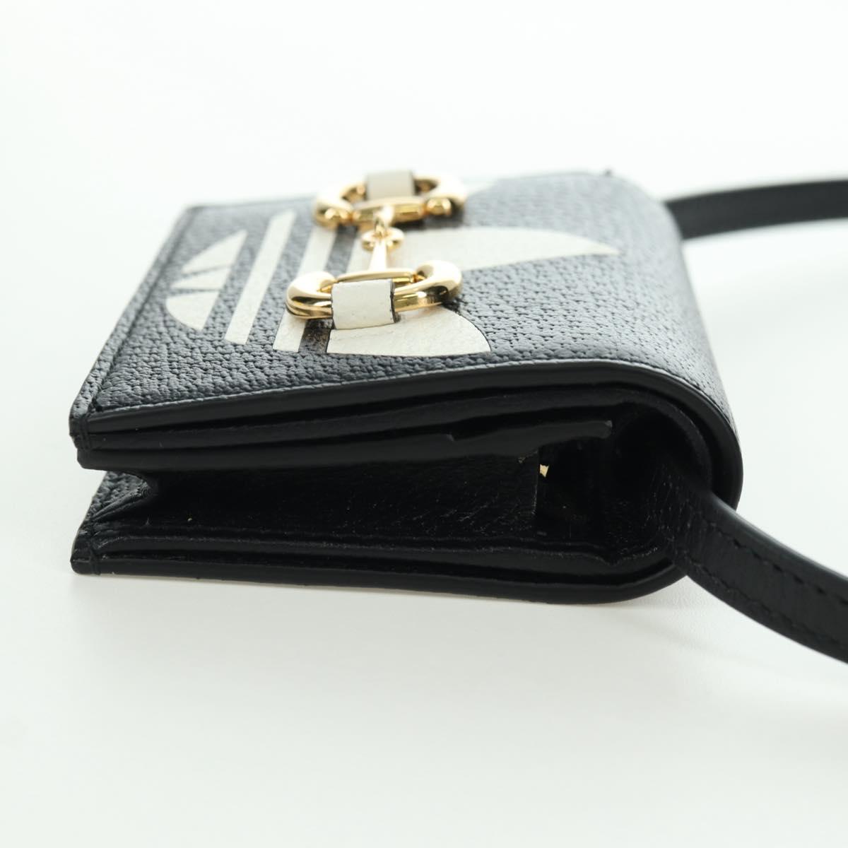 GUCCI Horsebit Shoulder Wallet Leather Adidas Black Gold 702248 Auth YKZ1233M
