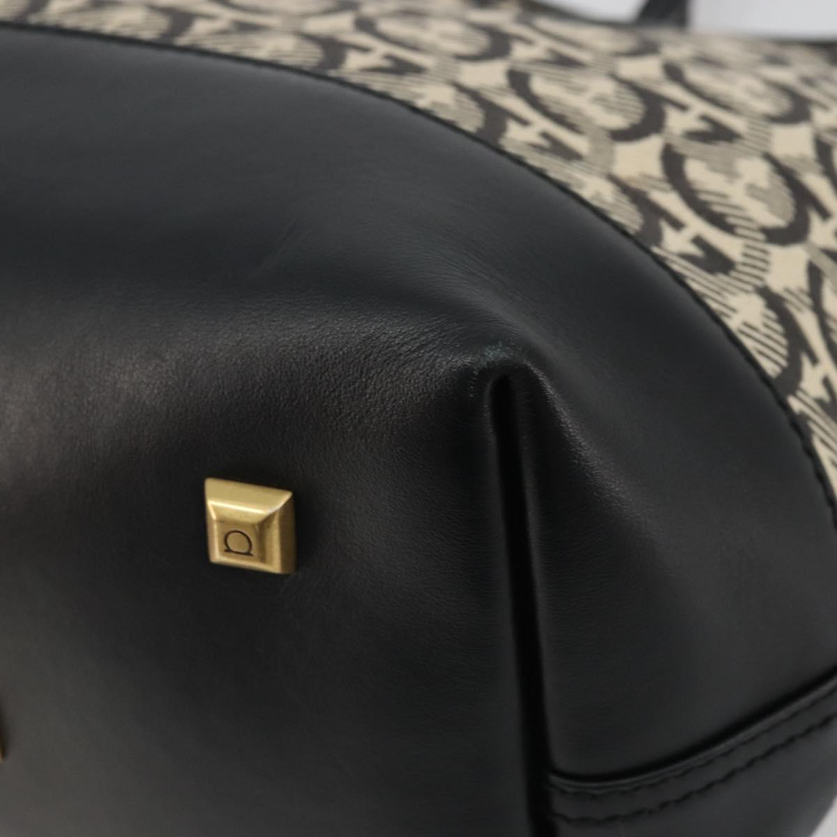 Salvatore Ferragamo Gancini Tote Bag Canvas Black Gold Auth YKZ1252A