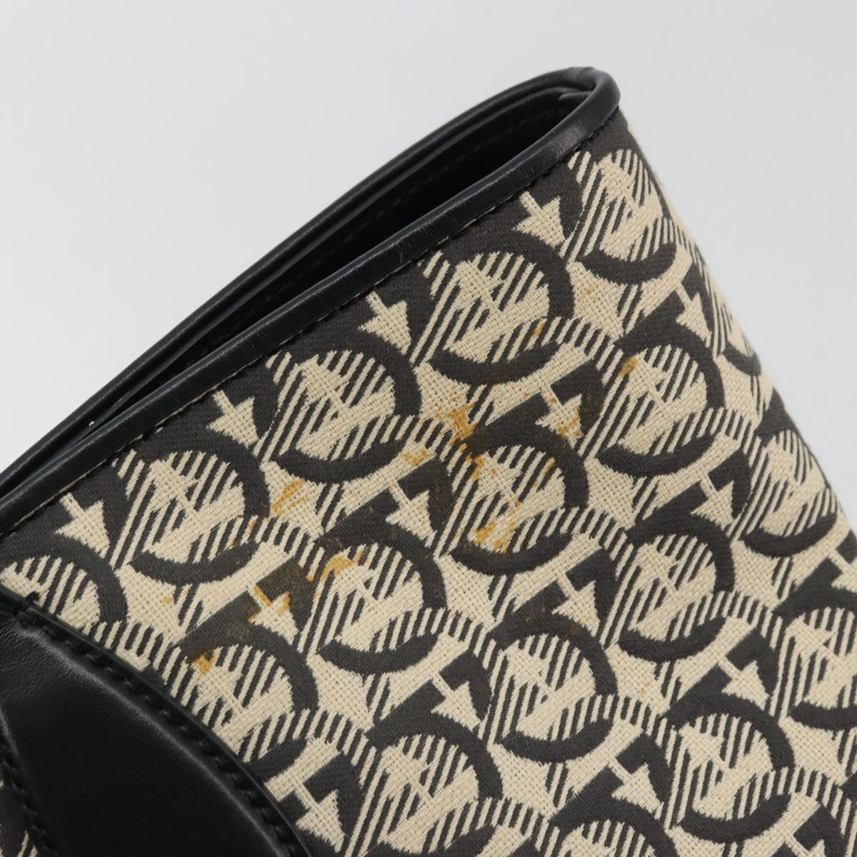 Salvatore Ferragamo Gancini Tote Bag Canvas Black Gold Auth YKZ1252A