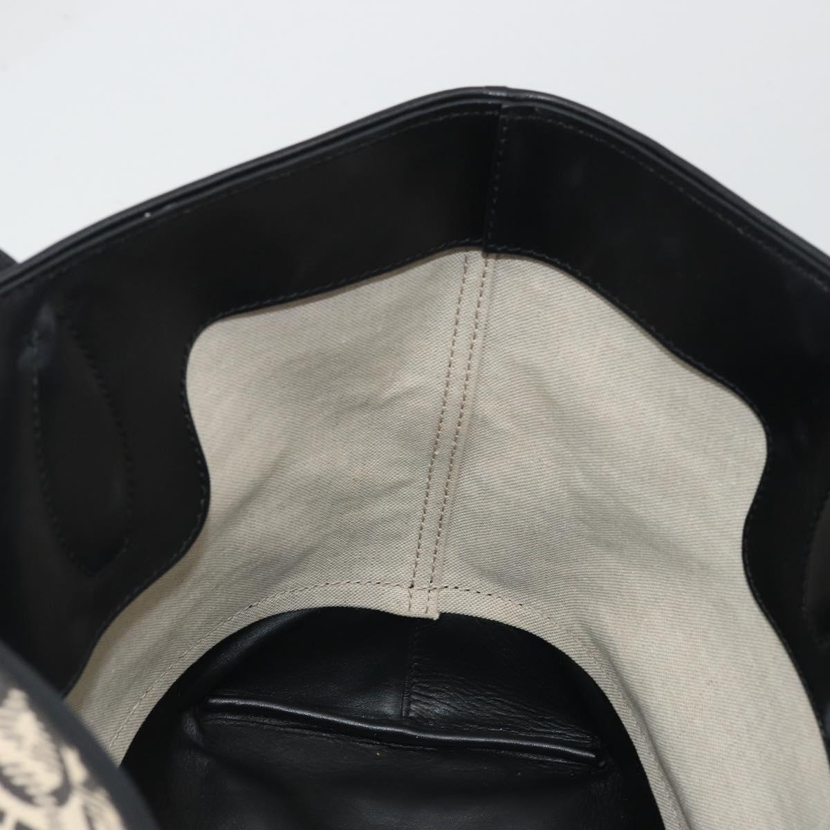 Salvatore Ferragamo Gancini Tote Bag Canvas Black Gold Auth YKZ1252A
