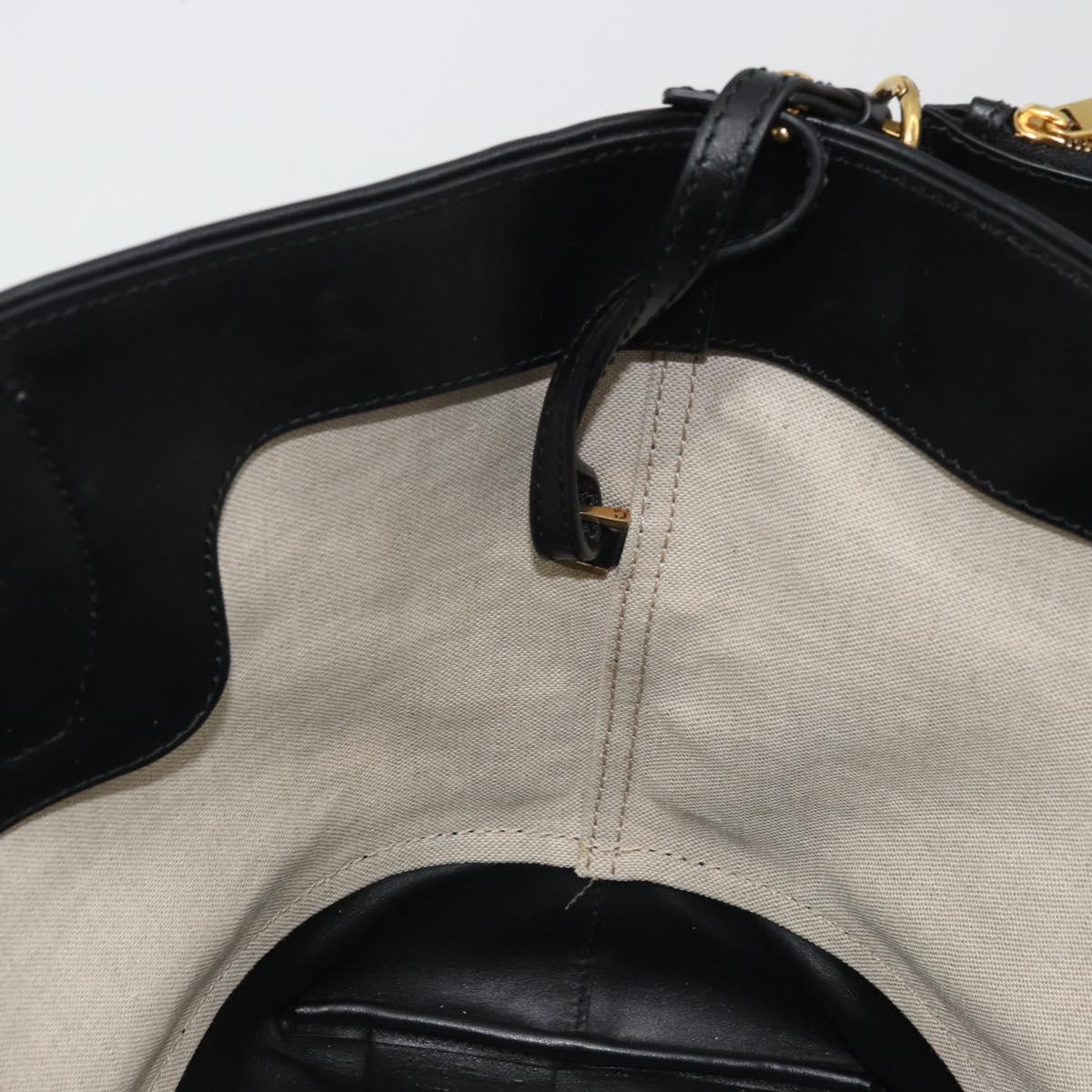 Salvatore Ferragamo Gancini Tote Bag Canvas Black Gold Auth YKZ1252A
