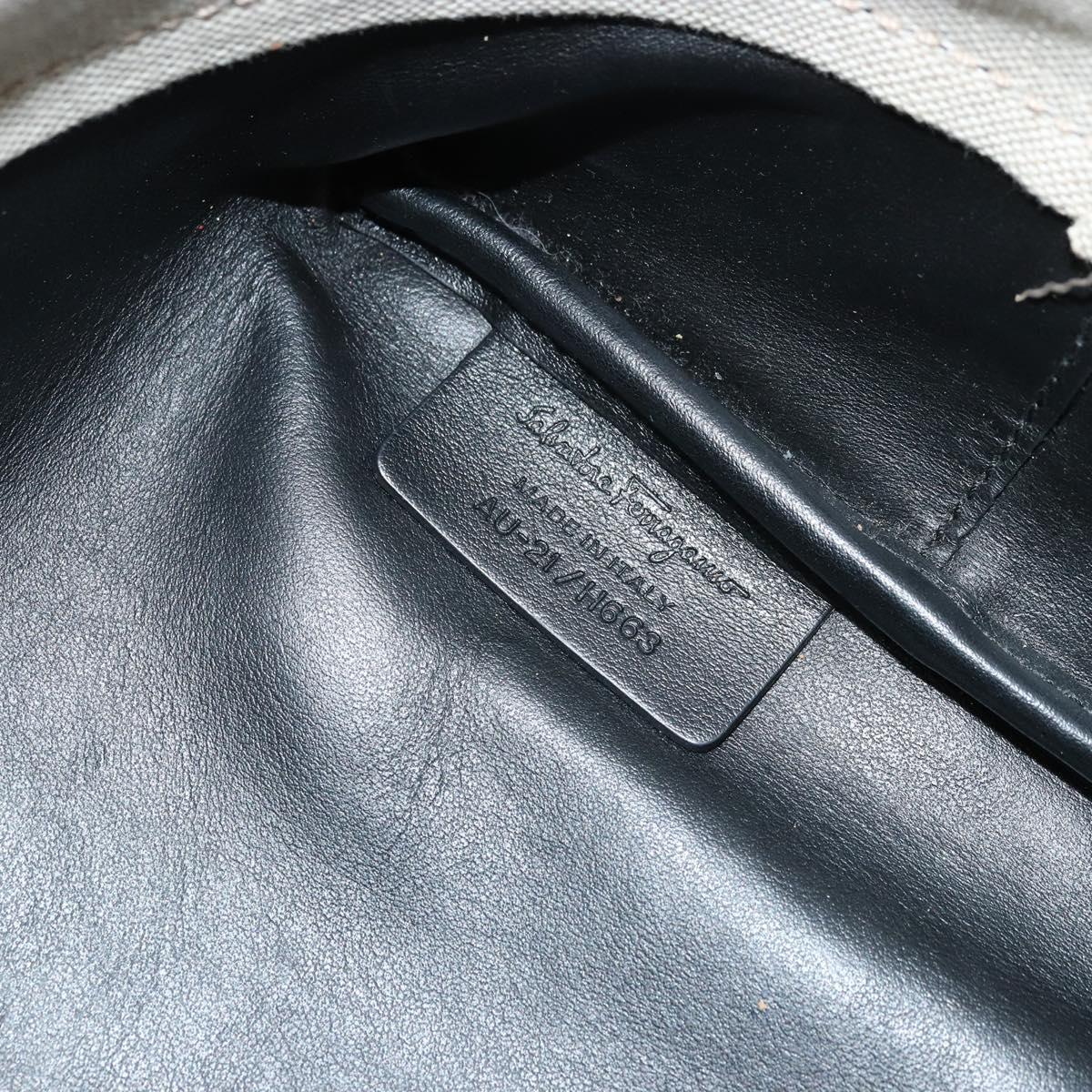 Salvatore Ferragamo Gancini Tote Bag Canvas Black Gold Auth YKZ1252A