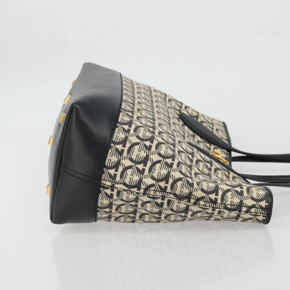 Salvatore Ferragamo Gancini Tote Bag Canvas Black Gold Auth YKZ1252A