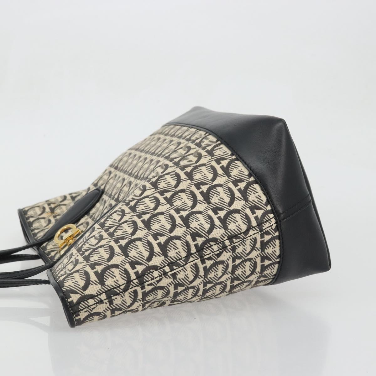 Salvatore Ferragamo Gancini Tote Bag Canvas Black Gold Auth YKZ1252A