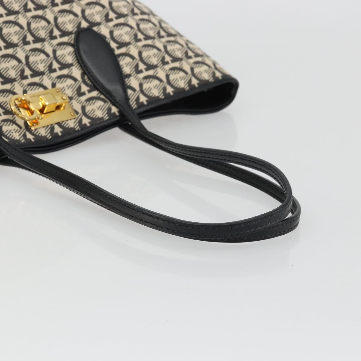 Salvatore Ferragamo Gancini Tote Bag Canvas Black Gold Auth YKZ1252A