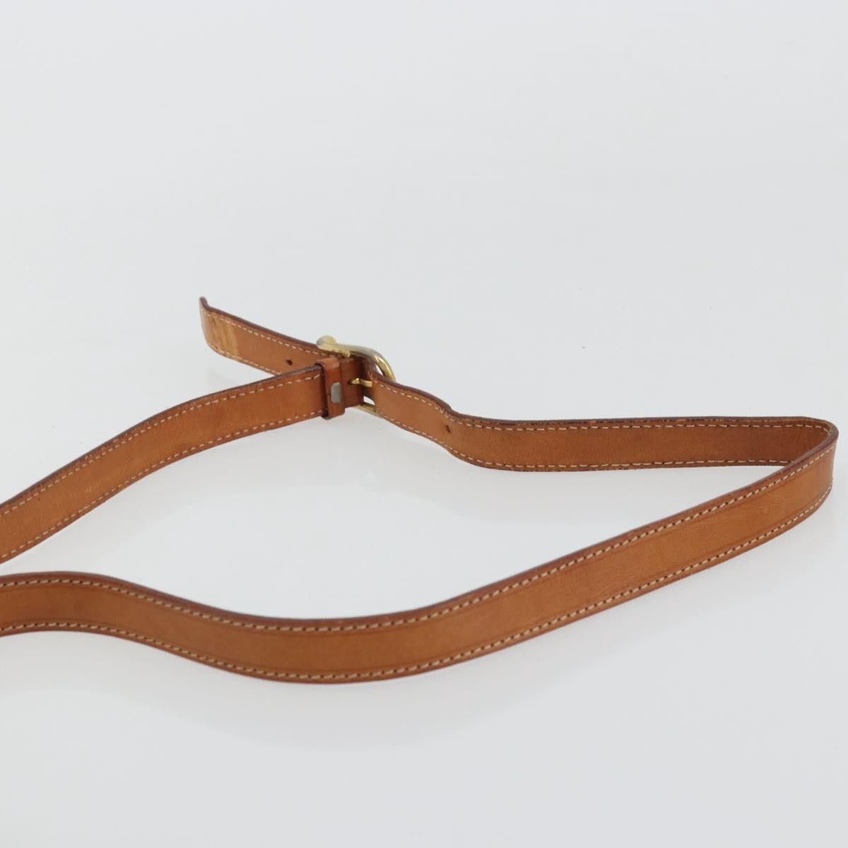 CELINE Macadam Canvas Circle Shoulder Bag PVC Leather Brown Gold Auth YKZ1254A
