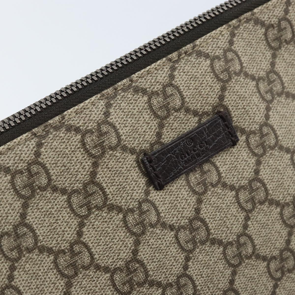 GUCCI GG Supreme Clutch Bag PVC Beige Silver 131022 Auth YKZ127A