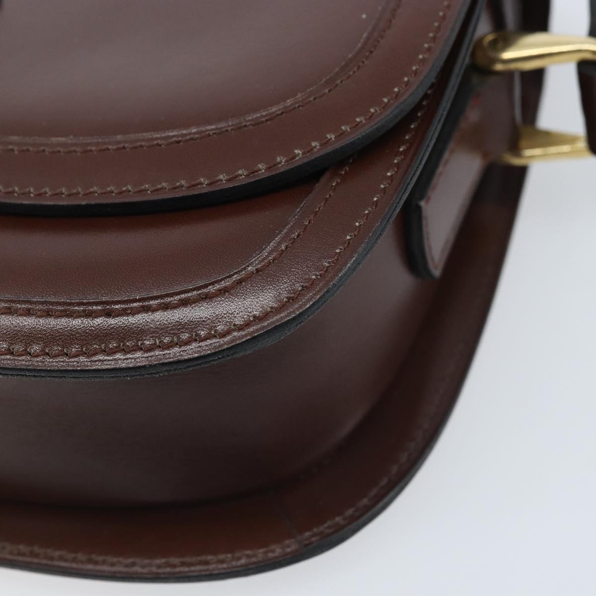 CELINE Shoulder Bag Leather Brown Gold Auth YKZ128