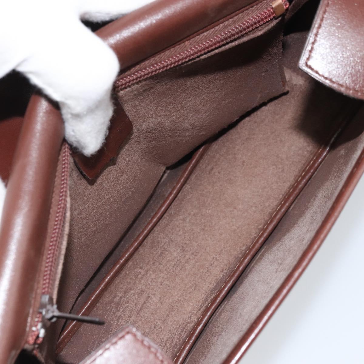 CELINE Shoulder Bag Leather Brown Gold Auth YKZ128