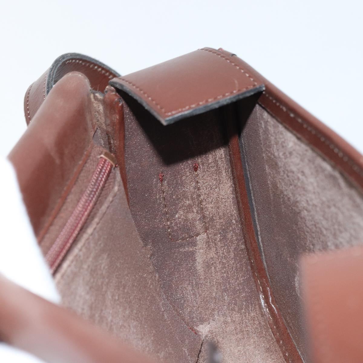 CELINE Shoulder Bag Leather Brown Gold Auth YKZ128