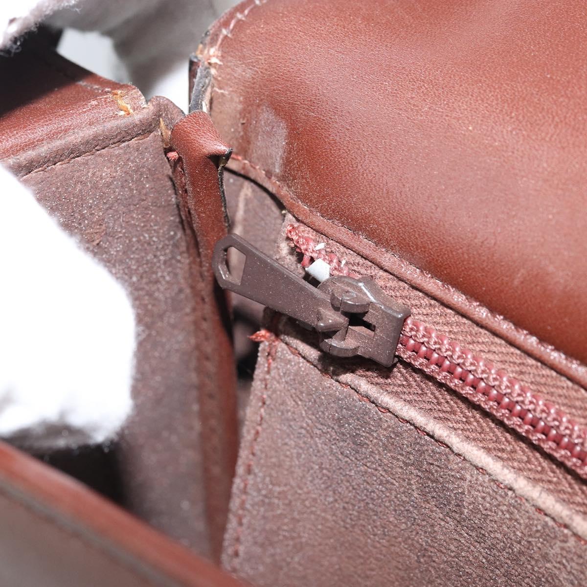 CELINE Shoulder Bag Leather Brown Gold Auth YKZ128