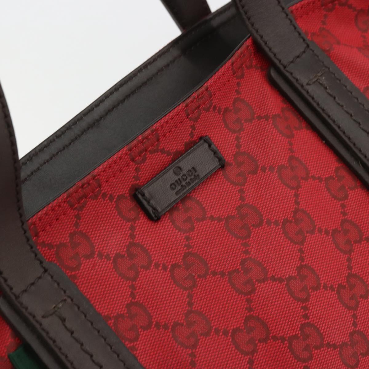 GUCCI GG Canvas Tote Bag Red Gold 308928 Auth YKZ1284A