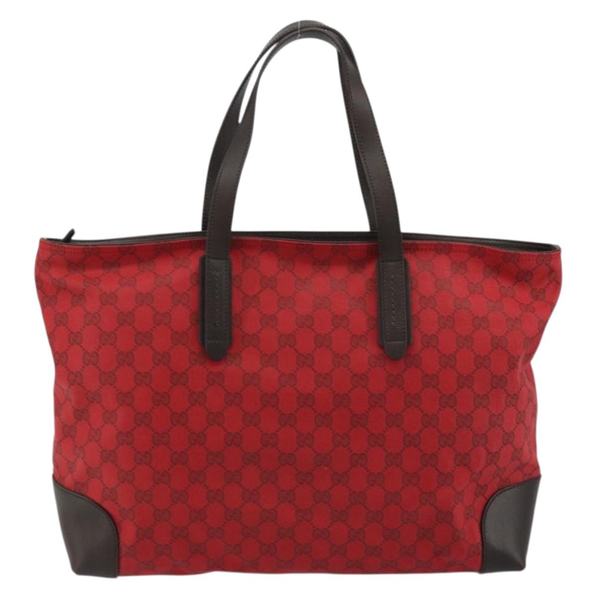 GUCCI GG Canvas Tote Bag Red Gold 308928 Auth YKZ1284A