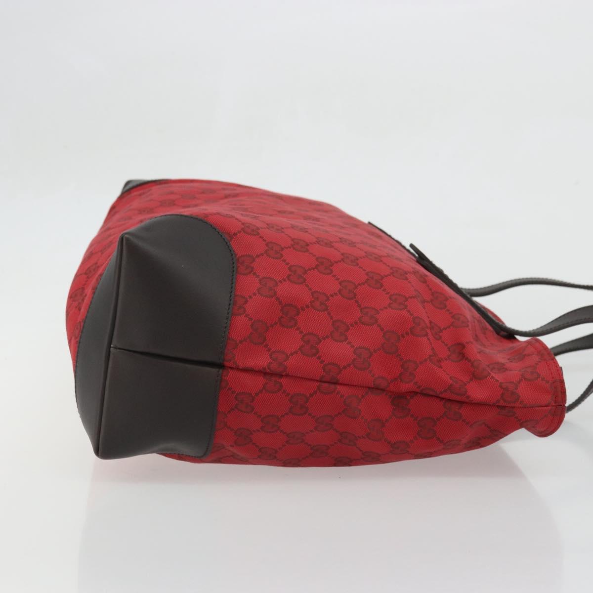 GUCCI GG Canvas Tote Bag Red Gold 308928 Auth YKZ1284A