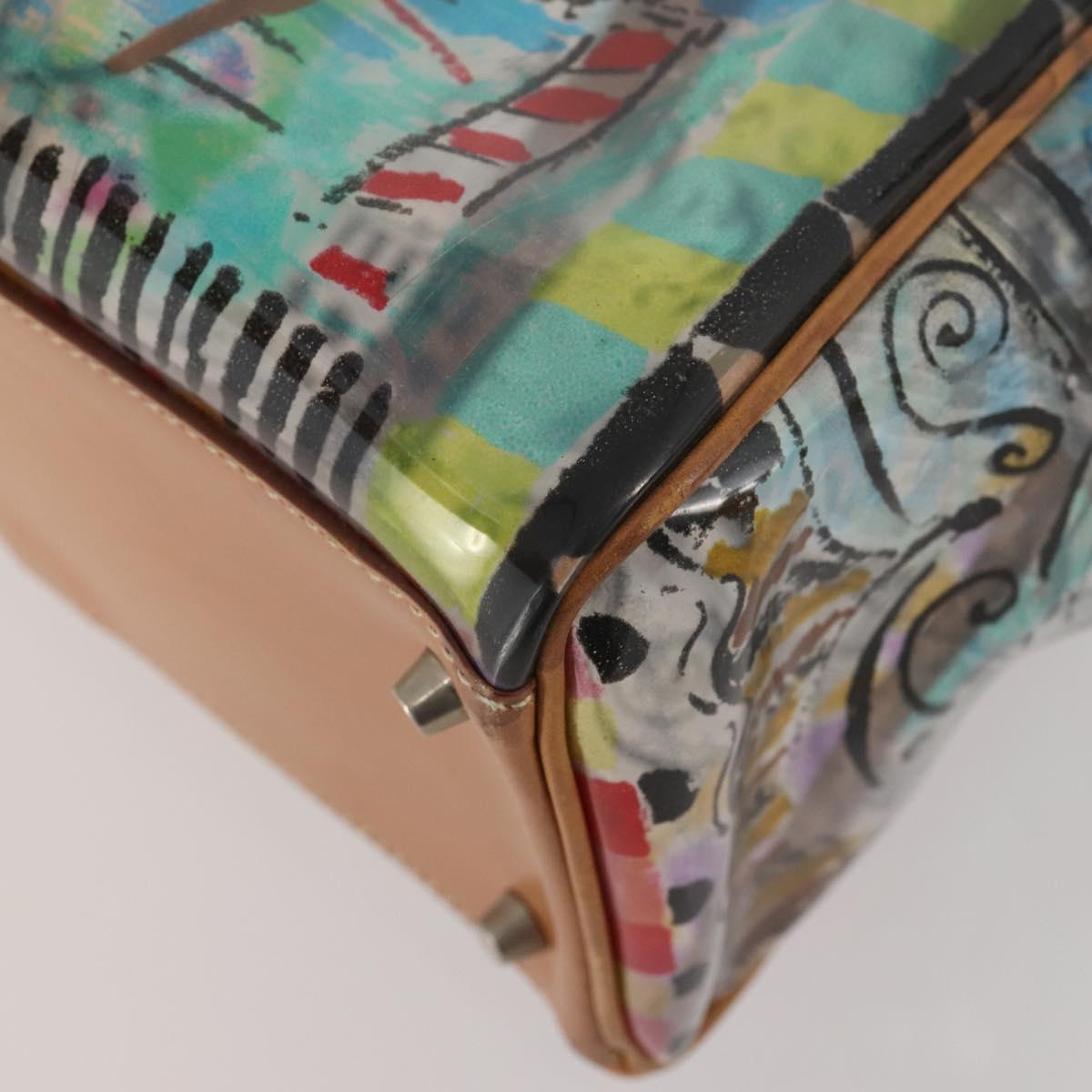 PRADA Hand Bag Vinyl Multicolor Silver Auth YKZ1299A