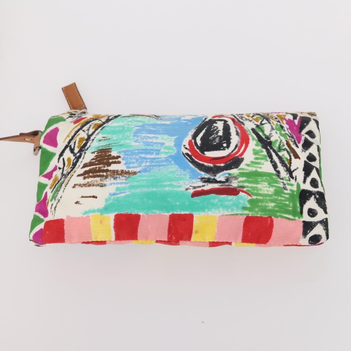 PRADA Hand Bag Vinyl Multicolor Silver Auth YKZ1299A