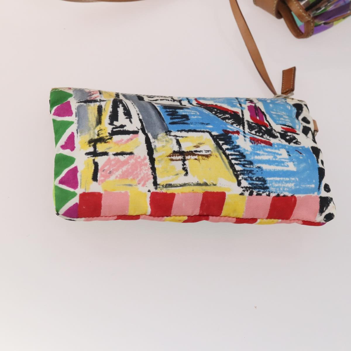 PRADA Hand Bag Vinyl Multicolor Silver Auth YKZ1299A